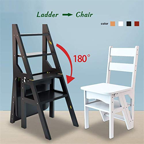 Chaise d'escalier en bambou blanc : escabeau pliant 4 marches double usage - 6