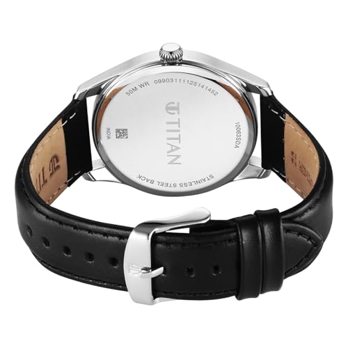 Image of Titan Neo Roman Analog with Rose Gold Dial Brown Leather Strap Watch for Men - 10063SL01
