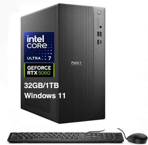 Dell Tower Desktop ECT1250, Ultra 7 265F, RTX 5060, 32GB RAM, 1TB SSD