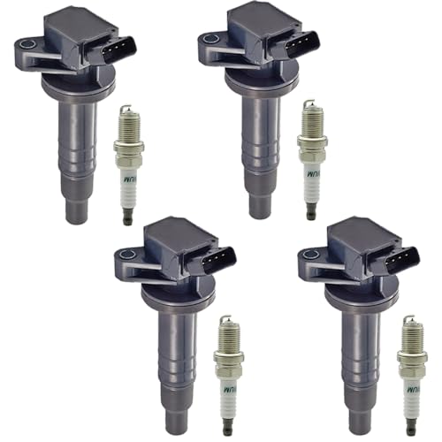 Image of Set of 4 UF247 Ignition Coil Pack & 4503 Iridium Spark Plug Compatible with 2000-2008 Toyota Corolla Chevrolet Prizm Pontiac Vibe Celica MR2 Matrix C1249 9091902239 5C1074 1.8 L4