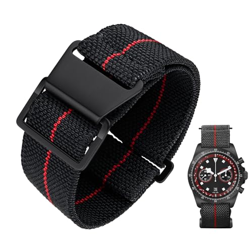 Image of BINLUN Elastic Nylon Watch Band 18mm 20mm 22mm Marine Nationale Fabric Military Parachute Replacement Watch Strap Men Women Silver & Black Buckle - Upgraded Hook-and-Loop Buckle