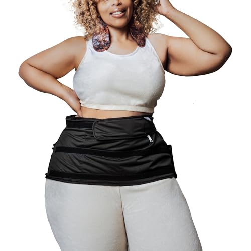 Sentre Plus-Size Castor Oil Pack Wrap, Adjustable Straps for Sizes L-5X (up to 67in), Organic Cotton Flannel Interior, Leak-Resistant Exterior, Machine Washable (Black)