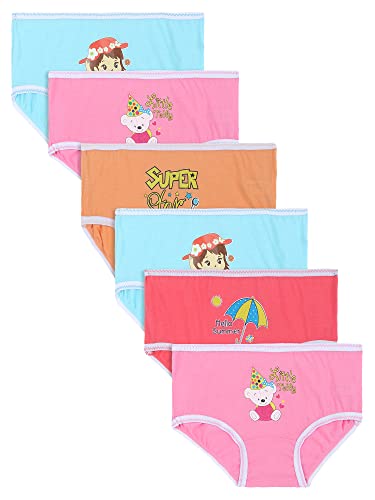 Image of DYCA by Bodycare Girls Cotton Briefs, Soft & Breathable Panties, Pack of 6, Print & Colour May Vary