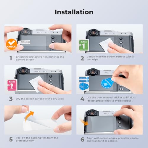 Image of K&F CONCEPT 3 Pack Camera Screen Protector Compatible with Fujifilm X100VI X-E4 X100V, 0.3mm 9H Hardness Tempered Glass Cover Anti-Scratch Bubble-Free & Hot Shoe Cover