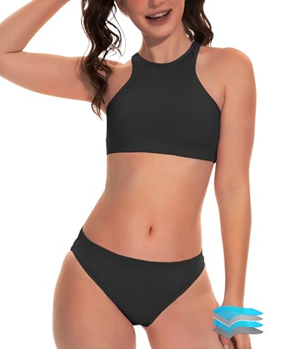 Beautikini Period Swimwear Two Piece Sporty Swimsuit Bikini Menstrual Leakproof Bathing Suit for Teen Girls