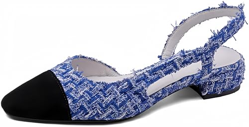 Image of MICIFA slingback flats for women, Round Toe Low heel Sandals Fashion Splicing Dress Shoes for Women