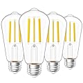 Sunco 4 Pack Vintage LED Edison Bulbs, 75W Equivalent 11W, 1300 LM High Brightness, Dimmable ST58 Filament, 4000K Cool White, E26 Medium Base, Clear Glass Light Bulbs
