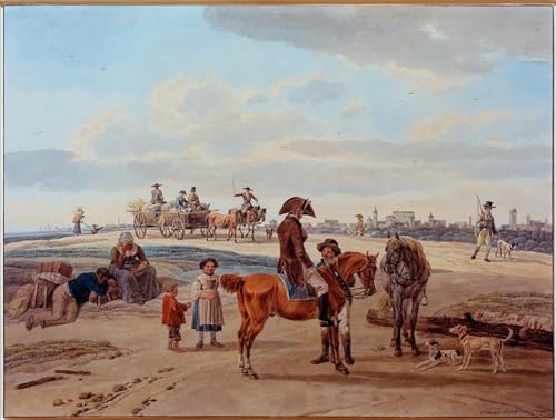 Toile Cavaliers paysans charrettes Wilhelm Von habille grand mur vide salon 60x90cm