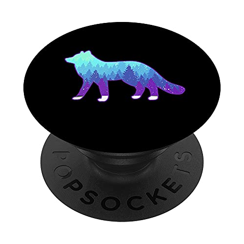 Arctic Fox Design with Landscape - Animal Print Arctic Fox PopSockets Swappable PopGrip