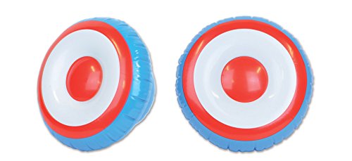 Beistle 2 Piece 12" Inflatable Shields for Comic Book Theme Halloween Costume Accessories Heroes Party Supplies, Red/White/Blue
