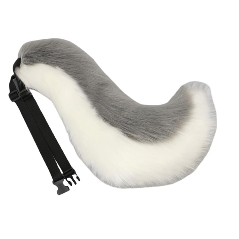 TTYAO REII Furry Fox Tail for Cosplay Faux Fur Wolf Dog Raccoon Tail Animals Tail for Halloween Christmas Party