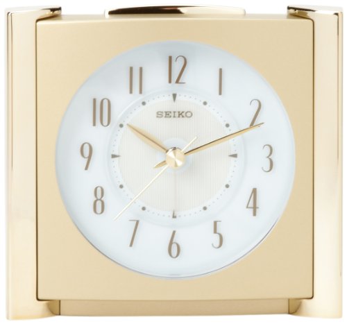 Seiko Bedside Alarm Get Up and Glow Clock Gold-Tone Metallic Case
