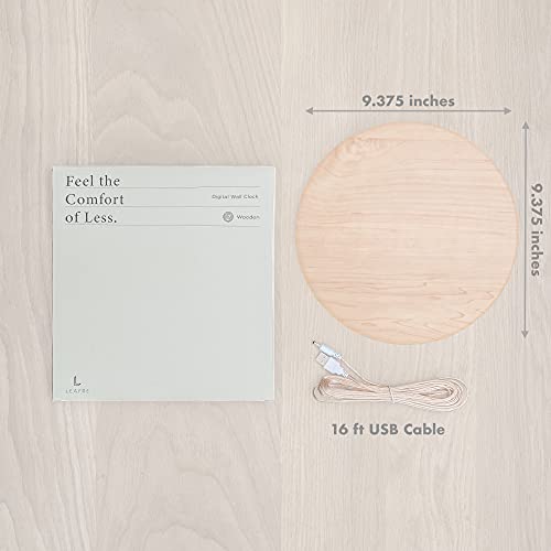 Leafre Minimalist Led Digital Wall Clock – Usb Powered | Wooden, 12/24 Hour, Night Mode, Silent Clock | Aesthetic Room Decor For Kitchen, Living Room, Bedroom, Classroom, Office (9 In) #TOP6