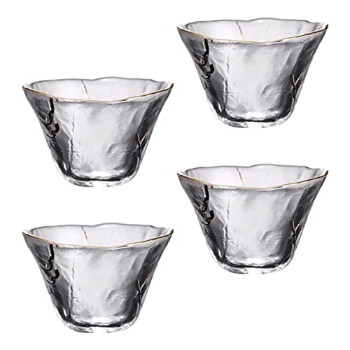 Cabilock 4Pcs Style Sake Cup Trimmed Tea Cups Drinking Glasses for Water Sake and Tea Present for Friends and Family