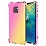 Ueokeird for Mate 20 Pro Case, LYA-L09 LYA-L29 Case, Clear Cute Gradient Phone Case Slim Anti Scratch Flexible TPU Cover Shockproof Protective Case for Huawei Mate 20 Pro (Pink/Gold)