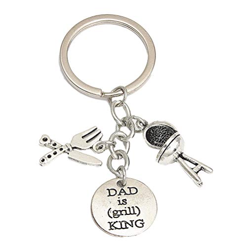 Amosfun Vater Keychain Geschenk geschnitzten Papa ist Grill König Silberwaren Anhänger Schmuck Papa Geschenke zum Vatertag