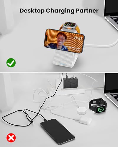 Cargador magnético 3 en 1 plegable para iPhone 16 y Apple Watch 7