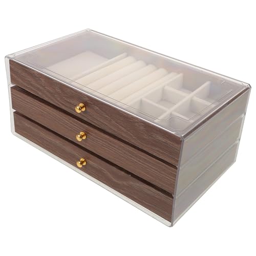 Boîte à bijoux avec tiroirs en bois de noyer et structure compartimentée - 2