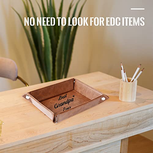 Best Grandpa Ever Gifts For Grandpa From Grandchildren Kids, Birthday Gifts For Grandfather, Leather Valet Tray And Keychain #TOP4