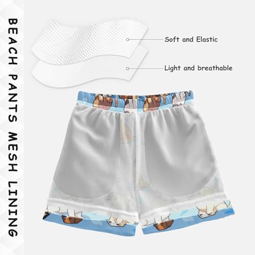 OREZI Boys Swim Trunk Shorts Different Dogs Blue Bathing Suit for Kids Teens4