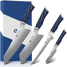 FINTISO 4PCS Kitchen Knife Set, Professional Chef, Santoku, Fillet & Paring Knives with G10 Handle, Premium 5-Layer Japanese Steel, Ultra Sharp, Dishwasher Safe