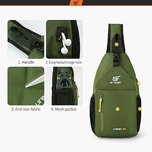 Skysper Sling Bag Crossbody Backpack - Chest Shoulder Cross Body Bag Travel Hiking Casual Daypack For Women Men(Armgreen) #TOP3