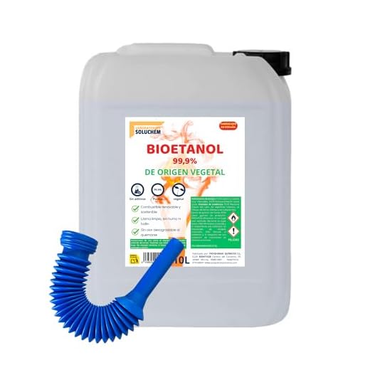 Bioetanol 99,9% Origen Vegetal | Combustible Limpio para Chimeneas de Bioetanol | Sin Humo ni Olor | Alta Pureza | Ecológico y Renovable | Apto para Quemadores y Estufas de Bioetanol (10 Litros)