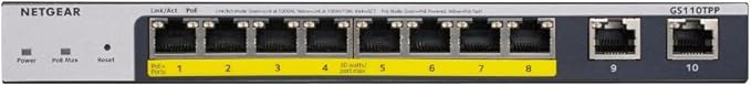 NETGEAR Switch PoE Gigabit Ethernet Smart de 10 Puertos GS110TP |Gestionado con 8X PoE+ a 55W, 2X 1G SFP |Gestión Insight Opcional |Montaje de sobremesa o Pared