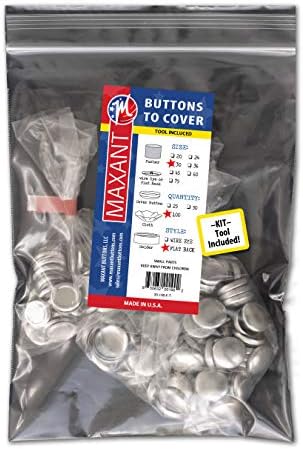 100 Cover Buttons by Maxant - Made in The USA - #30 (3/4") with Flat Backs, Ideal for Crafting. Includes Tool.