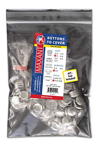 100 Cover Buttons By Maxant - Made In The Usa - #30 (3/4") With Flat Backs, Ideal For Crafting. Includes Tool. #TOP15