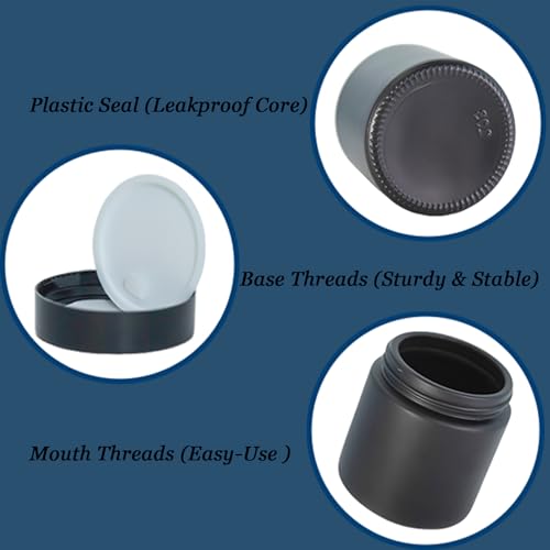 4Oz Small Glass Jars with Lids, 3Pack Lotion Container, Cosmetic Containers, Little Travel Jars for Creams with Mini Spoon (Matte Black)4