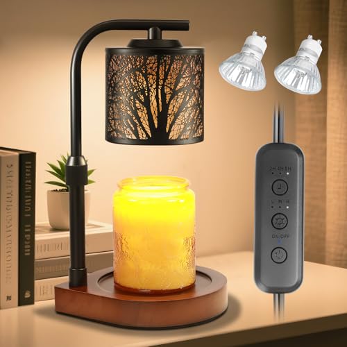 Candle Warmer Lamp with Timer & Dimmer- Electric Wax Melt Warmer with Adjustable Height for Scented Candles, Home Décor Fragrance and House Warming Birthday Gifts for Women Mom Tree