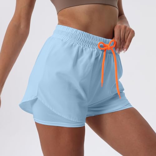 YOAKUKA Shorts femininos 2 em 1 para treino, academia, ioga, corrida, motociclista, tênis, saias, ro