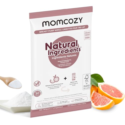 Momcozy Natural Breast Pump Wipes for Parts Cleaning On-The-go 30 Count Flash Clean & Resealable