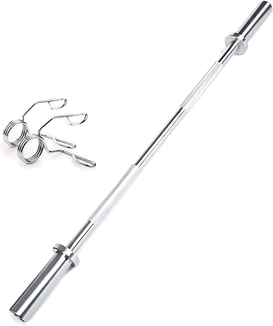 ZEBB Fitness 4Feet Olympic Barbell Rod 4 Feet (50mm Sleeve) with 2 Spring Locks – Heavy Duty Steel Bar for Bench Press, Deadlift, Biceps, Triceps & CrossFit Training – Home & Commercial Gym Use