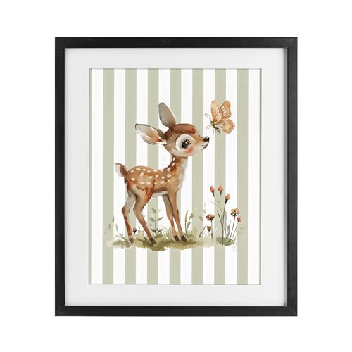Stupell Industries 'Baby Deer with Butterfly'�A�z����v�����g�A�K���X���A���A40.5 x 60.8cm�A�|���₷�����A�č����ALSR Design Studio��