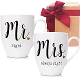 SUUURA-OO Mr Mrs Always Right Mugs Set Wedding Anniversary Mug, Anniversary Cup Gift for Couple, Golden Anniversary Mugs for Parents, Anniversary Wedding Gift