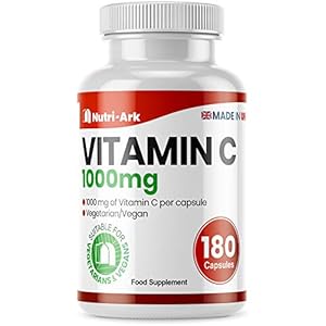 Vitamin C 1000mg | 180 Capsules (6 Month Supply) | High Strength Ascorbic Acid | Vegan & Vegetarian Friendly | Manufactured in The UK