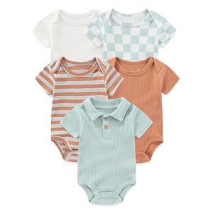 falianni Four Seasons Baby Boy Girl Bodysuits 5-Pack Cotton Comfort Short Sleeve Baby Clothes Soft Infant Outfits
