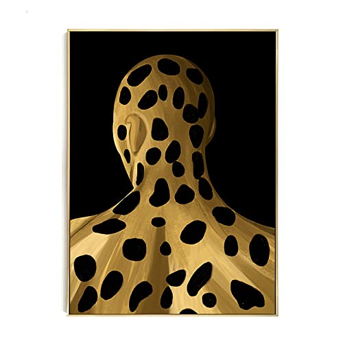 Peinture à l'huile moderne salon grand format tableau léopard abstrait jaune contemporain