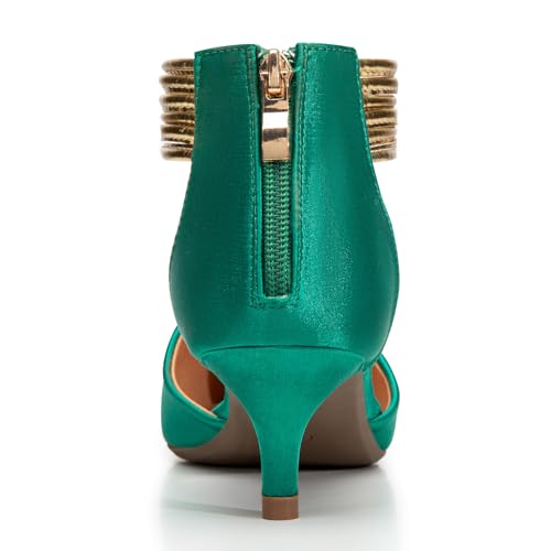 Image of Trary Kitten Heels for Women Closed Pointed Toe Low Stiletto Heels Pumps Shoes Women Comfortable Ankle Strap Pumps 2 inch Heel Party Dressy Shoes