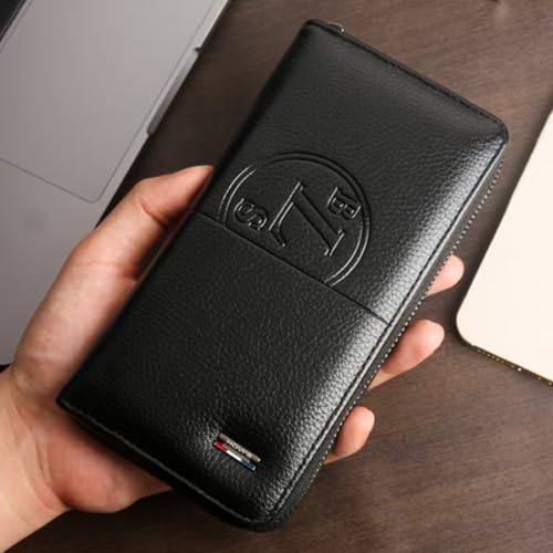 Men's Premium RFID Blocking Long Wallet with Detachable Chain - Bifold Design with Multiple Card Slots & Coin Pocket, Secure Travel Wallet for Everyday Use Gift for Him (Black)4