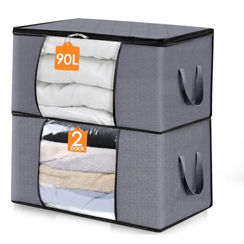 ZCHI Aufbewahrungstasche Faltbare Aufbewahrungsboxen, Große langlebige für Bettwäsche, Kleidung, Decken, Kissen Quilt Saison Artikel Lagerung(90L X 2)., 9.98 €