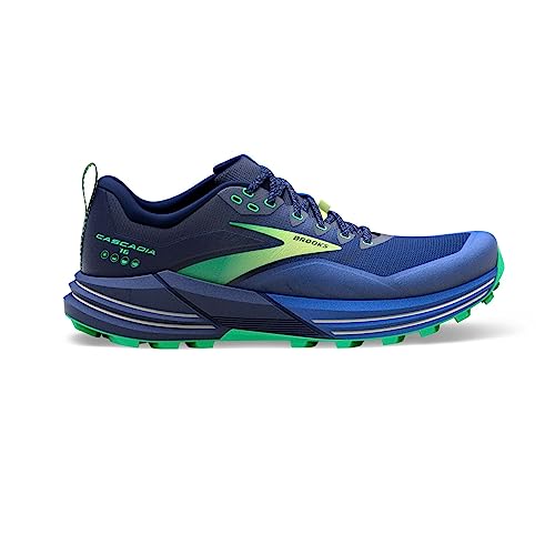 Brooks Men's Cascadia 16 Trail Running Shoe - Blue/Surf The Web/Green - 8 Medium