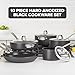 Viking Pots and Pans Set Non Stick, 10 Piece Hard Anodized Kitchen Cookware with Glass Lids, Black