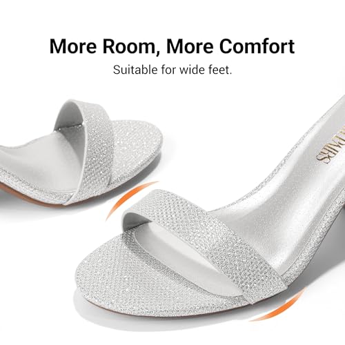 DREAM PAIRS DREAM PAIRS Women's Chunk Low Heel Pump Sandals,Size 5,Silver/Glitter,CHUNK