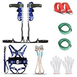 Set per arrampicata sugli alberi con cintura di sicurezza, ramponi anticaduta per alberi con 2 ingranaggi e cinghie di sicurezza a 5 punti, attrezzatura per arrampicata per la raccolta della frutta