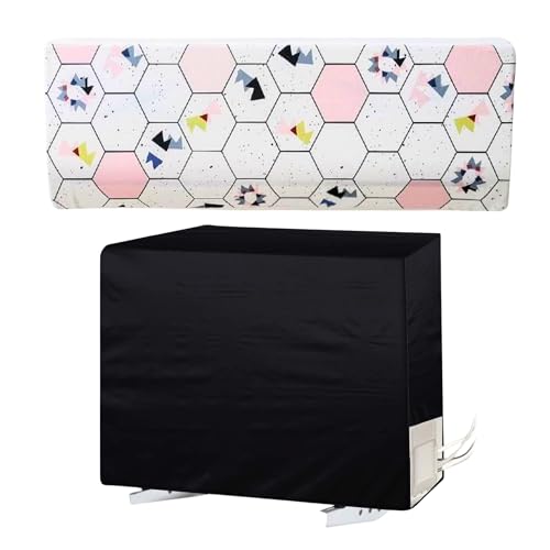 Image of Printed Split 1.5 Ton AC Cover Set - Indoor & Outdoor Protection, All Weather Cover /Attractive Digital Prints /Dustproof /Silken water-resistant Split Ac Cover (Hexagon)