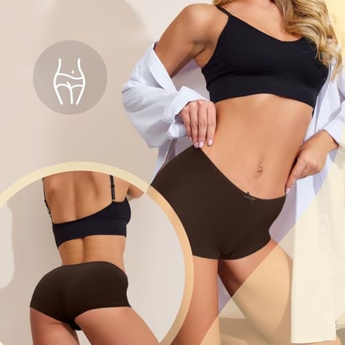 Image of Allxwek Womens Cotton Underwear Boy Shorts for Women Stretch Comfort Boxer Briefs Ladies Knot Panties 3 /6 3901