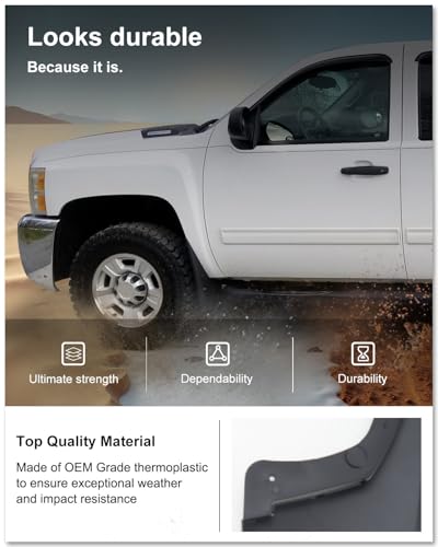 Image of Kiwi Master Mud Flaps for 2007-2013 Chevy Silverado 1500 /2007-2014 Chevrolet Silverado 2500 /3500 (with Single Rear Wheels), Heavy Duty Mud Guards, Front & Rear Splash Guards, 4 Pcs Set